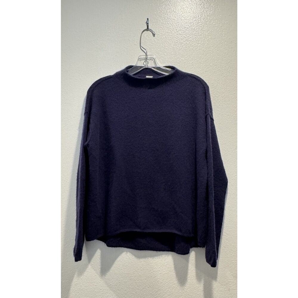 Margaret O’ Leary Size XS‎ Navy Blue Cashmere Blend Funnel Neck Pullover Sweater